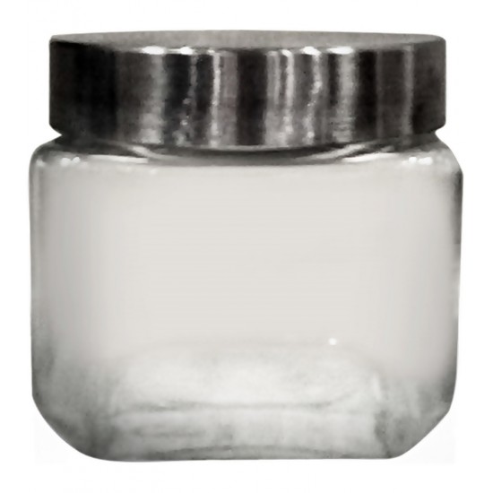 Porta Mantimento 790ml 11x11cm Quadrado Com Tampa Metal